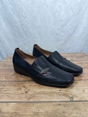Spring Step Women's Black Leather Slip On Comfort Loafers Shoes Size 9